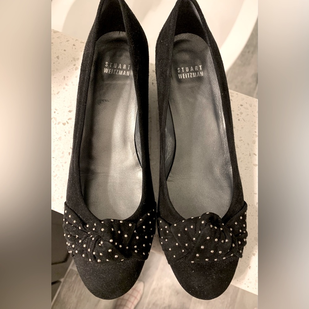 Amazing condition/Almost New Black suede Stuart Weitzman size 7.5 M wedge heels